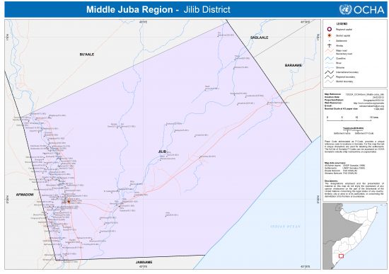 UNOCHA Middle Juba Jilib Somalia map