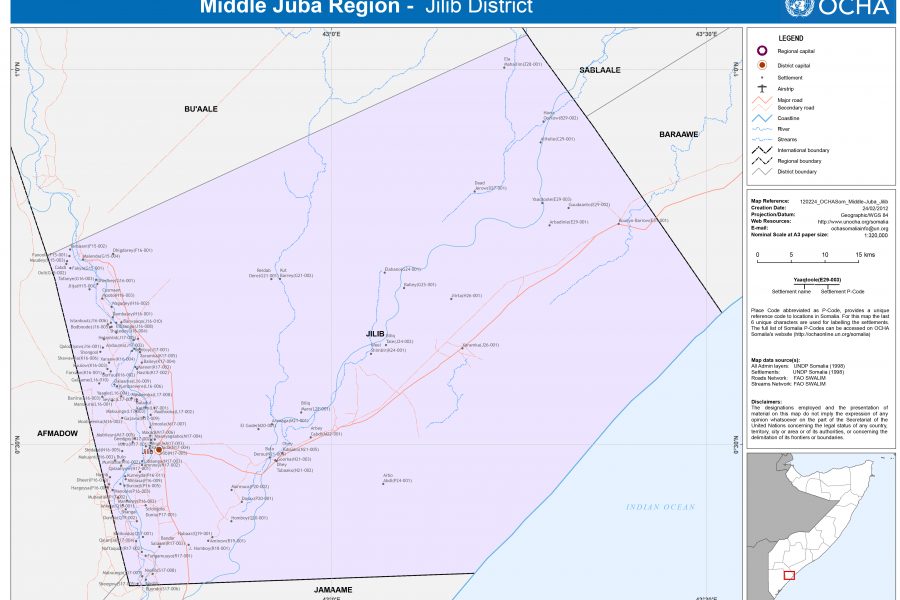UNOCHA Middle Juba Jilib Somalia map