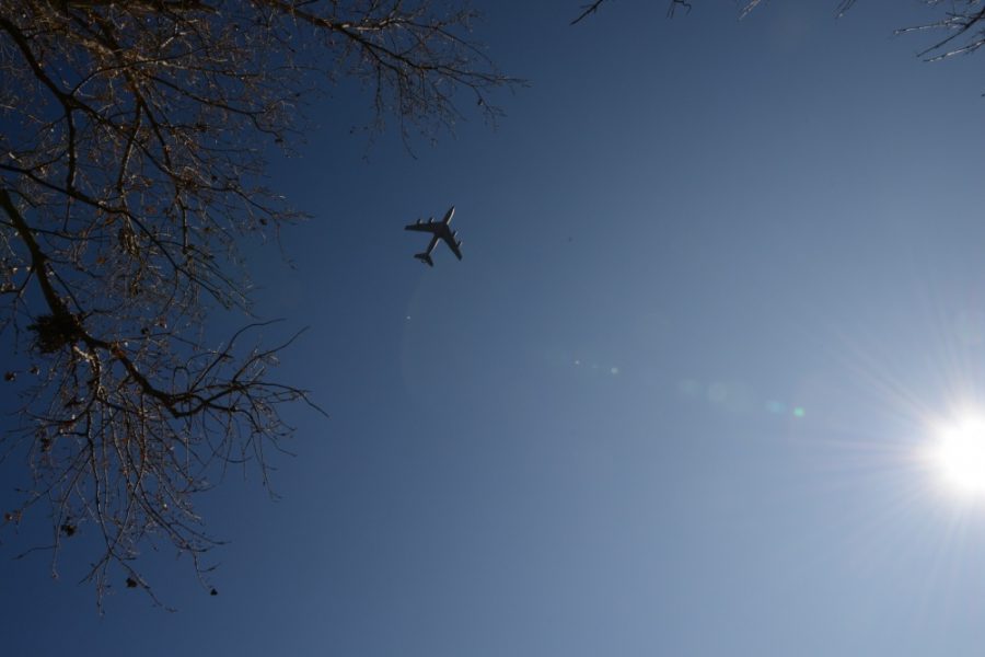 A KC-135 from the Iowa Air National Guard’s 185th Air Refueling Wing flies near the Sioux City, Iowa airport on Nov. 14, 2019. Air National Guard photo by Senior MSgt. Vincent De Groot.