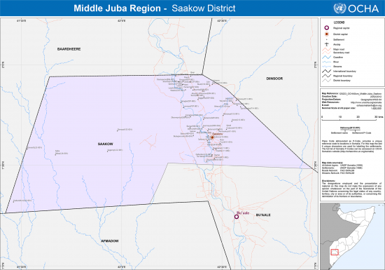 Middle Juba Region's Saakow District Map - Somalia