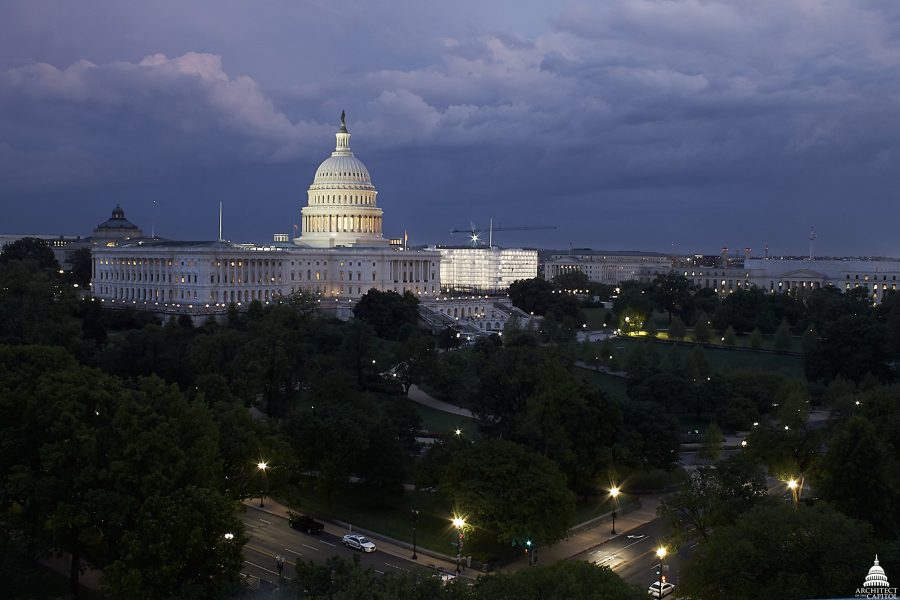 US Capitol at night