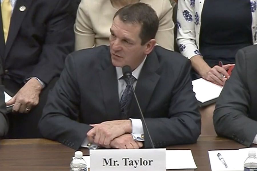 Rick Taylor, president of facility operations, renovations, and construction at Balfour Beatty Communities, testifies at a House Armed Services readiness subcommittee hearing Dec. 5, 2019. YouTube screenshot.