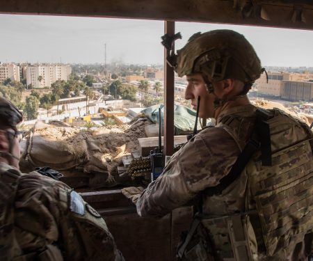 US Army soldiers protect the U.S. Embassy Compound, Baghdad.