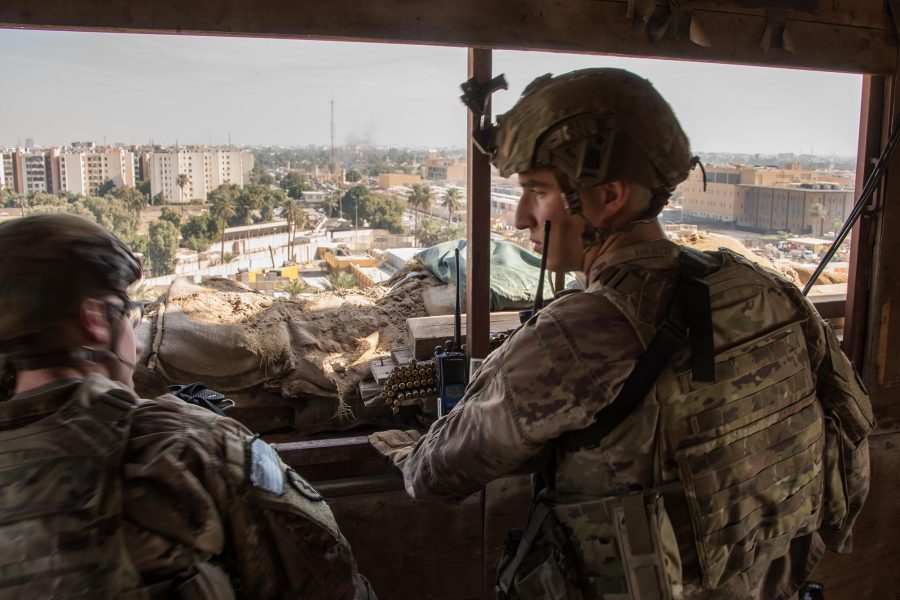 US Army soldiers protect the U.S. Embassy Compound, Baghdad.