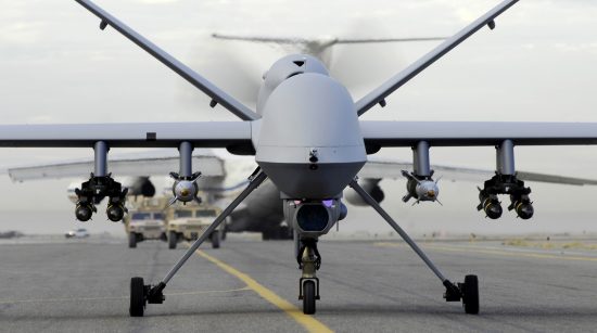 MQ-9A Reaper taxis in preparation for a mission in support of Operation Enduring Freedom