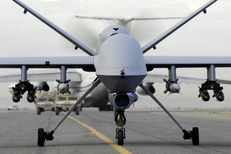 MQ-9A Reaper taxis in preparation for a mission in support of Operation Enduring Freedom