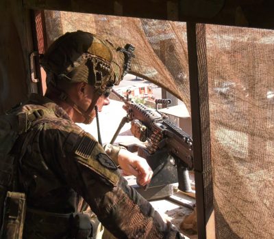 Army Soldiers Observe Crowds Near US Embassy in Iraq