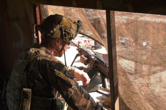 Army Soldiers Observe Crowds Near US Embassy in Iraq