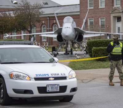 Navy Security Forces patrol NAS Pensacola after shooting