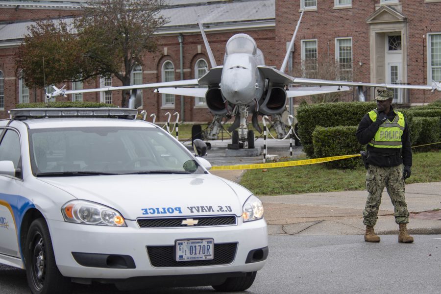 Navy Security Forces patrol NAS Pensacola after shooting