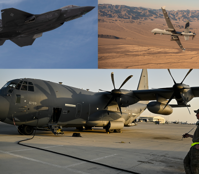 F-35A, MQ-9 Reaper, and C-130J