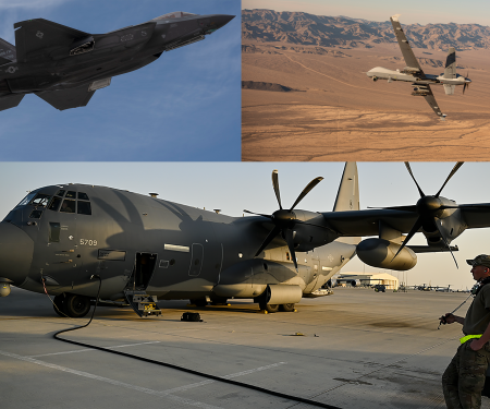 F-35A, MQ-9 Reaper, and C-130J