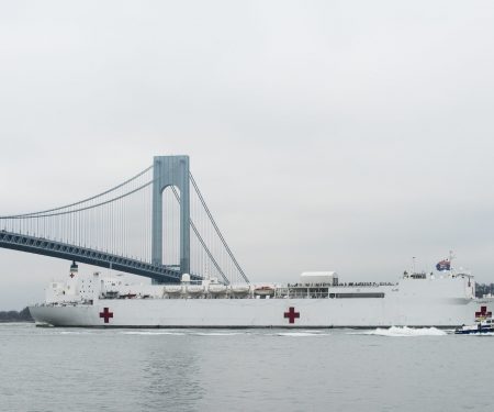 Coast Guard escorts USNS Comfort into New York Harbor