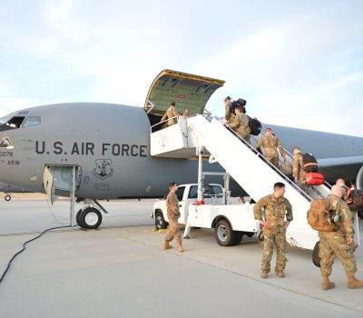 Nebraska Airmen board KC-135 Stratotanker for overseas deployment