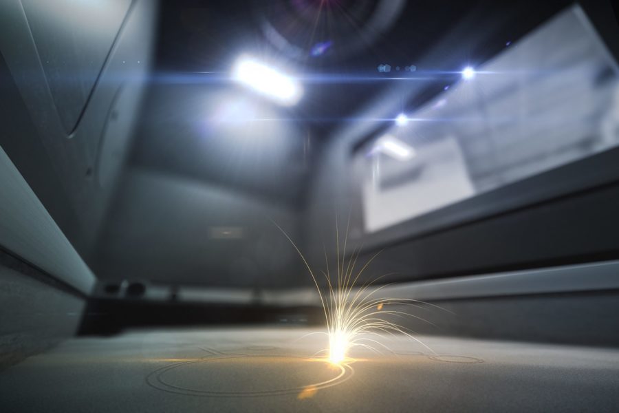 GE Additive - inside a DMLM - laser - additive manufacturing machine