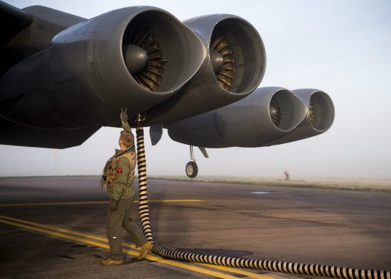 B-52 works with Polish F-16s