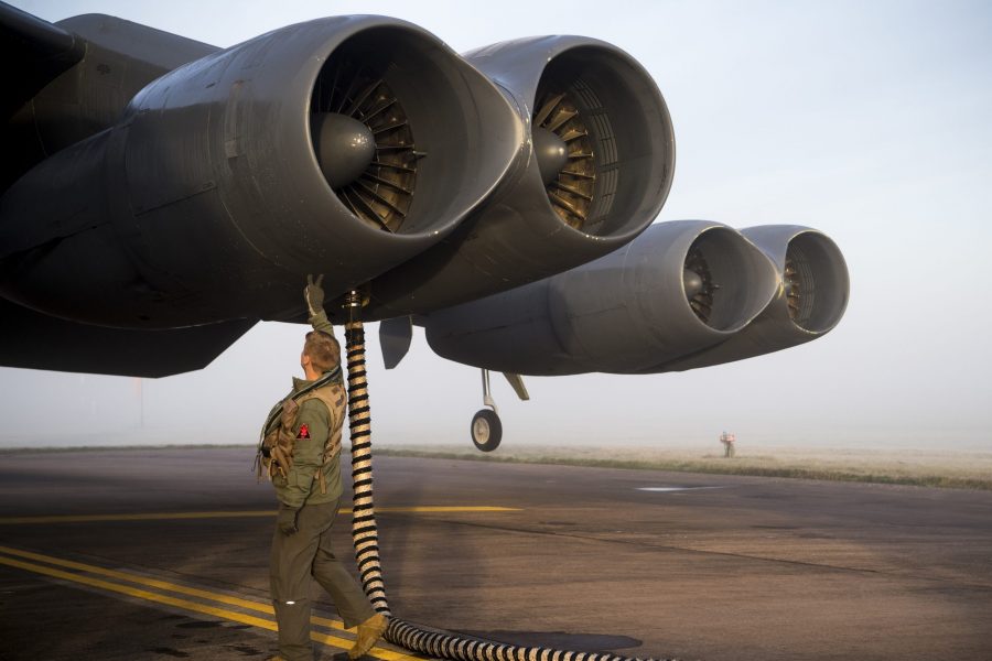 B-52 works with Polish F-16s