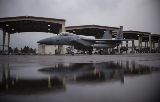 F-15 Eagle taxis flight line