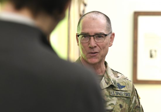 Chief Master Sgt. Roger Towberman is sworn in as the first Senior Enlisted Advisor to the U.S. Space Force.
