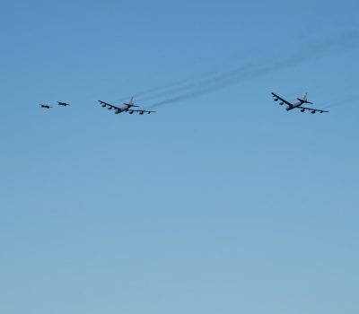 B52s and F15s flyover New Orleans in support of frontline COVID-19 responders