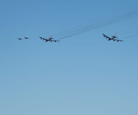 B52s and F15s flyover New Orleans in support of frontline COVID-19 responders
