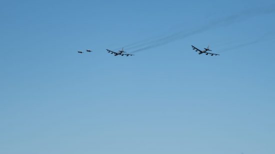B52s and F15s flyover New Orleans in support of frontline COVID-19 responders
