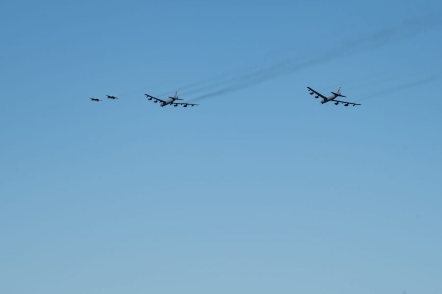 B52s and F15s flyover New Orleans in support of frontline COVID-19 responders