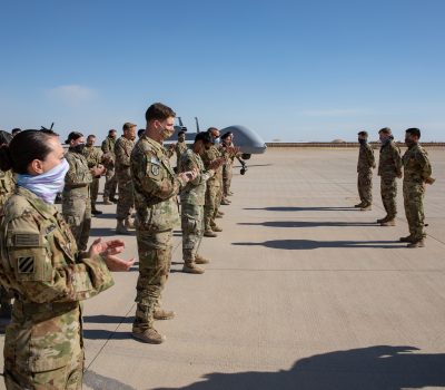 Purple Heart medals presented to Soldiers of the 34th Expeditionary Combat Aviation Brigade