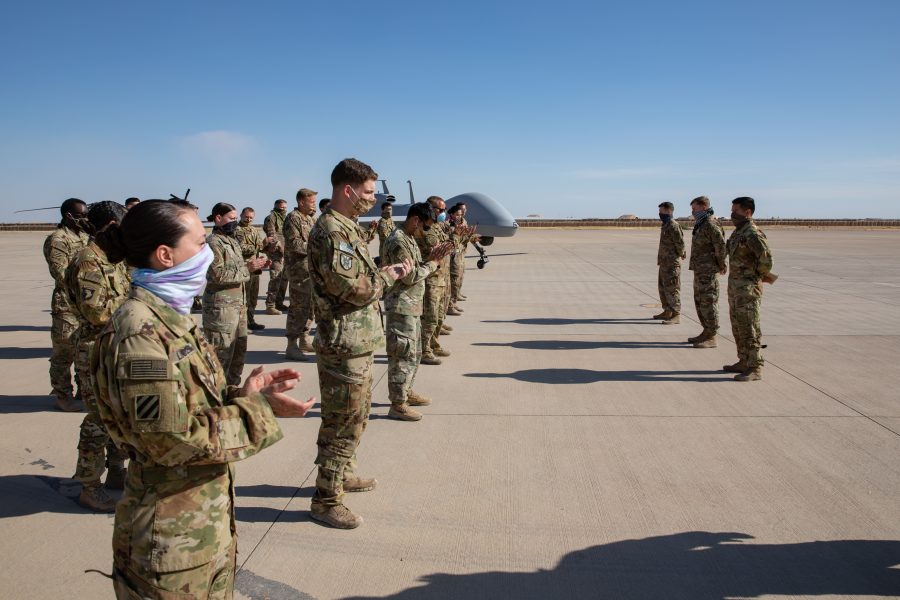 Purple Heart medals presented to Soldiers of the 34th Expeditionary Combat Aviation Brigade