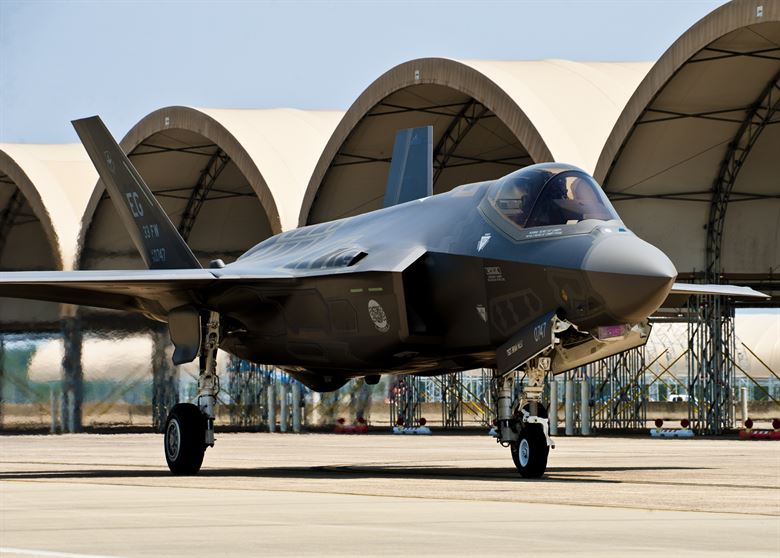 An F-35A from the 58th Fighter Squadron crash-landed at Eglin Air Force Base, Fla., on May 20. The pilot was able to eject. Air Force photo by Samuel King Jr.