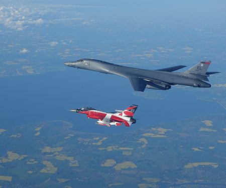 B-1 conducts training with Danish F-16 during BTF Europe