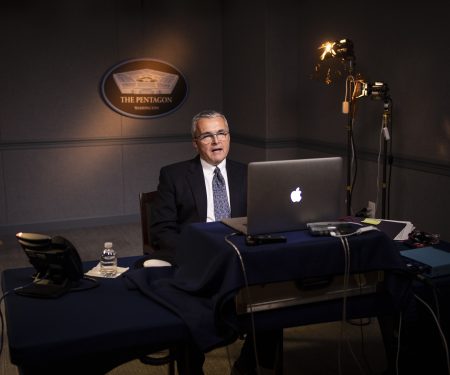 Acting Assistant Secretary of the Air Force for Space Acquisition and Integration Shawn J. Barnes speaks at a virtual "Aerospace Nation" event
