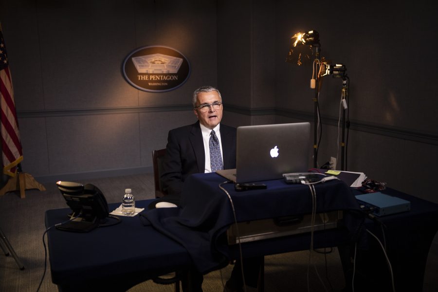 Acting Assistant Secretary of the Air Force for Space Acquisition and Integration Shawn J. Barnes speaks at a virtual "Aerospace Nation" event