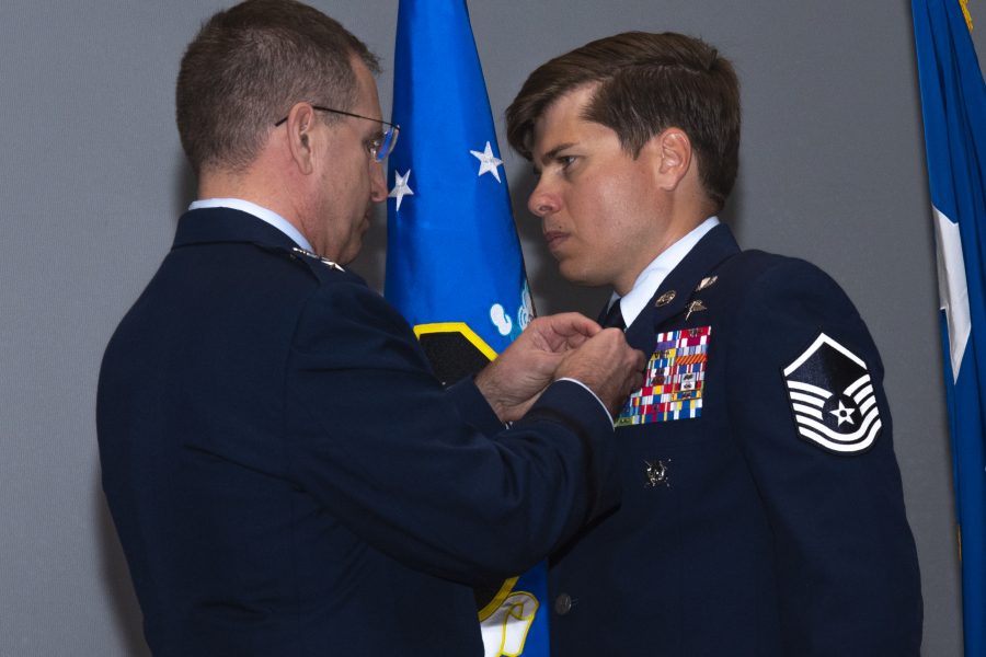 Master Sgt. John Grimesey receives the Silver Star Medal