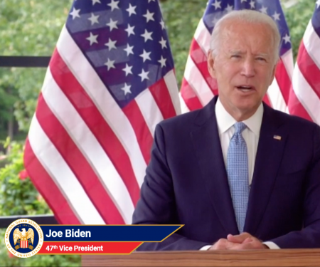 Former Vice President Joe Biden speaks at the virtual National Guard Association of the United States conference