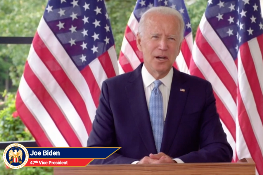 Former Vice President Joe Biden speaks at the virtual National Guard Association of the United States conference