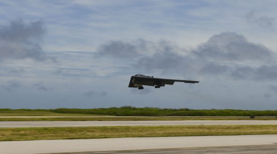 B-2 Spirit Stealth Bomber takes flight from Naval Support Facility Diego Garcia