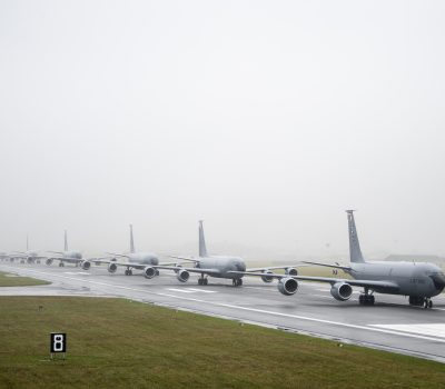 100th ARW KC-135s conduct elephant walk during Exercise Wolff Pack