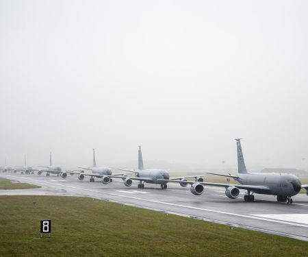 100th ARW KC-135s conduct elephant walk during Exercise Wolff Pack