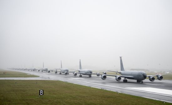 100th ARW KC-135s conduct elephant walk during Exercise Wolff Pack