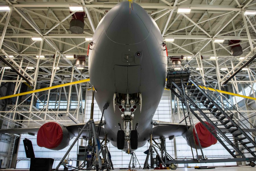 22nd MXS Airmen perform KC-46 gear swing