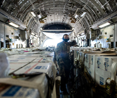 502LRS unloads 80,000 bottles of water after winter storm Uri