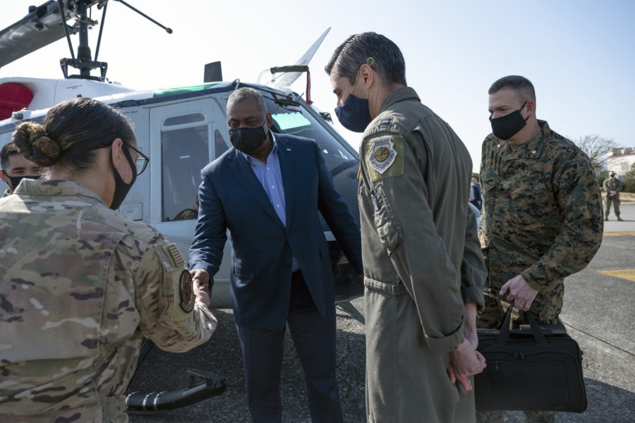 Secretary Austin Greets Troops in Japan