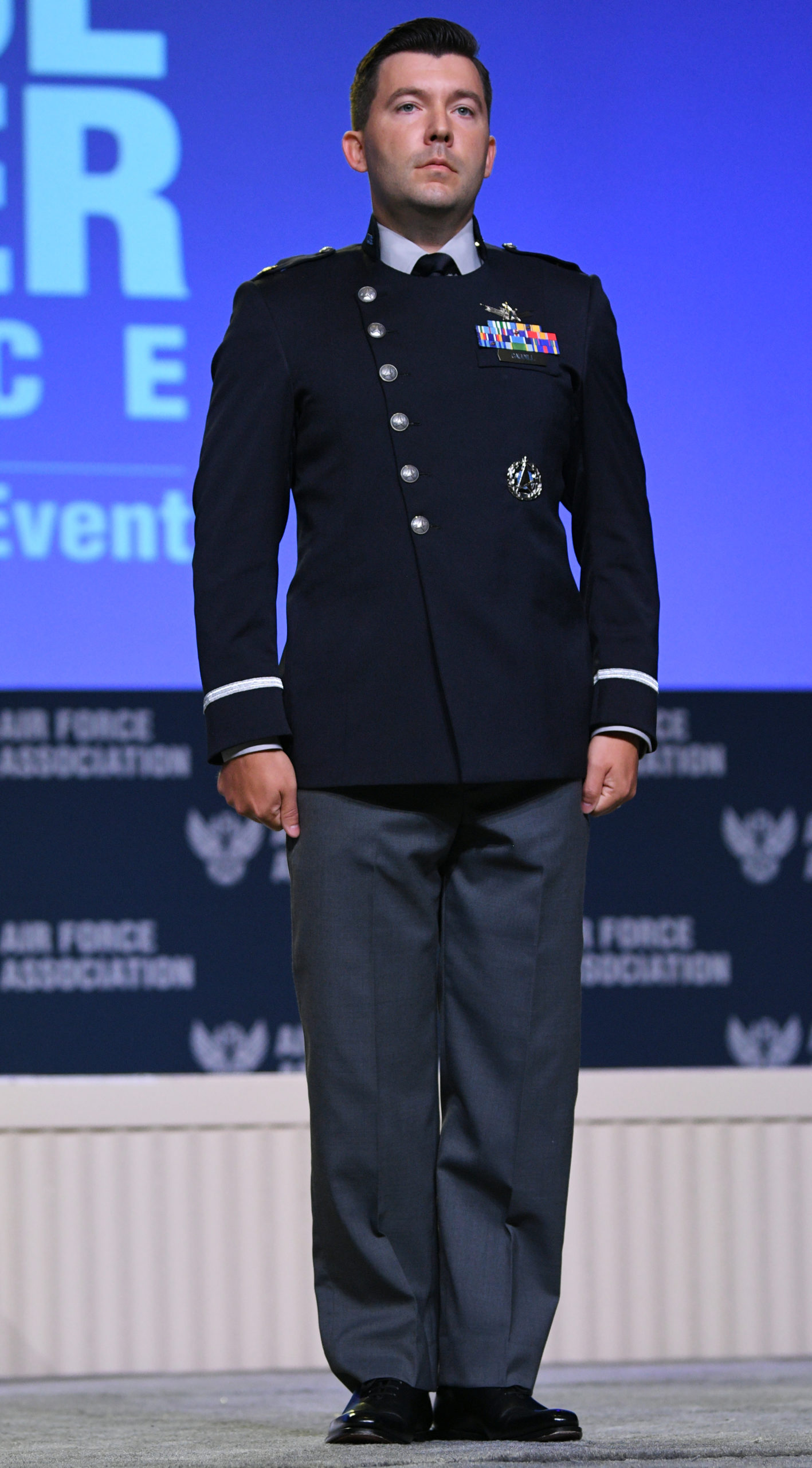 Space force uniform prototype has diagonal buttons pt uniforms are