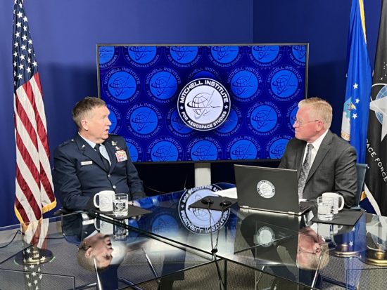 Space Training and Readiness Command boss Maj. Gen. Shawn N. Bratton discusses Space Force training during a Mitchell Institute event.