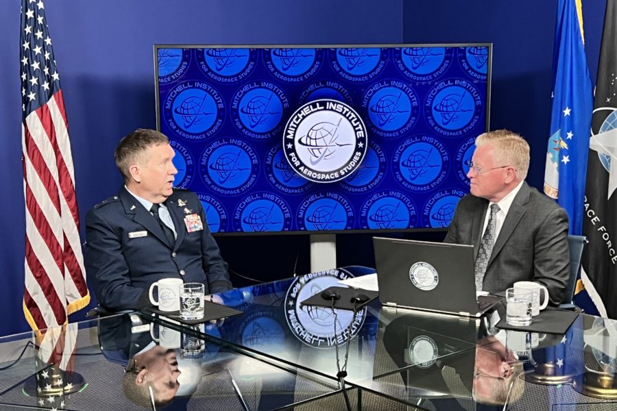 Space Training and Readiness Command boss Maj. Gen. Shawn N. Bratton discusses Space Force training during a Mitchell Institute event.