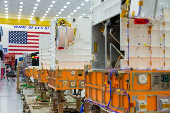 Lockheed Martin’s SDA Tranche 0 Transport Layer satellites are seen in one of its processing facilities.