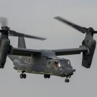 A CV-22 Osprey assigned to the 21st Special Operations Squadron flies over Yokota Air Base, Japan, June 15, 2020.