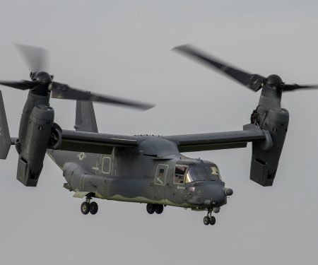 A CV-22 Osprey assigned to the 21st Special Operations Squadron flies over Yokota Air Base, Japan, June 15, 2020.