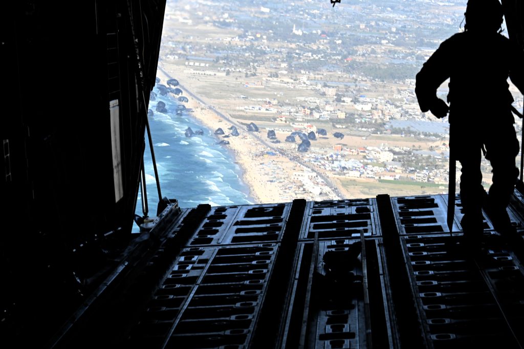 USAF C-130s Conduct Humanitarian Aid Airdrops Into Gaza